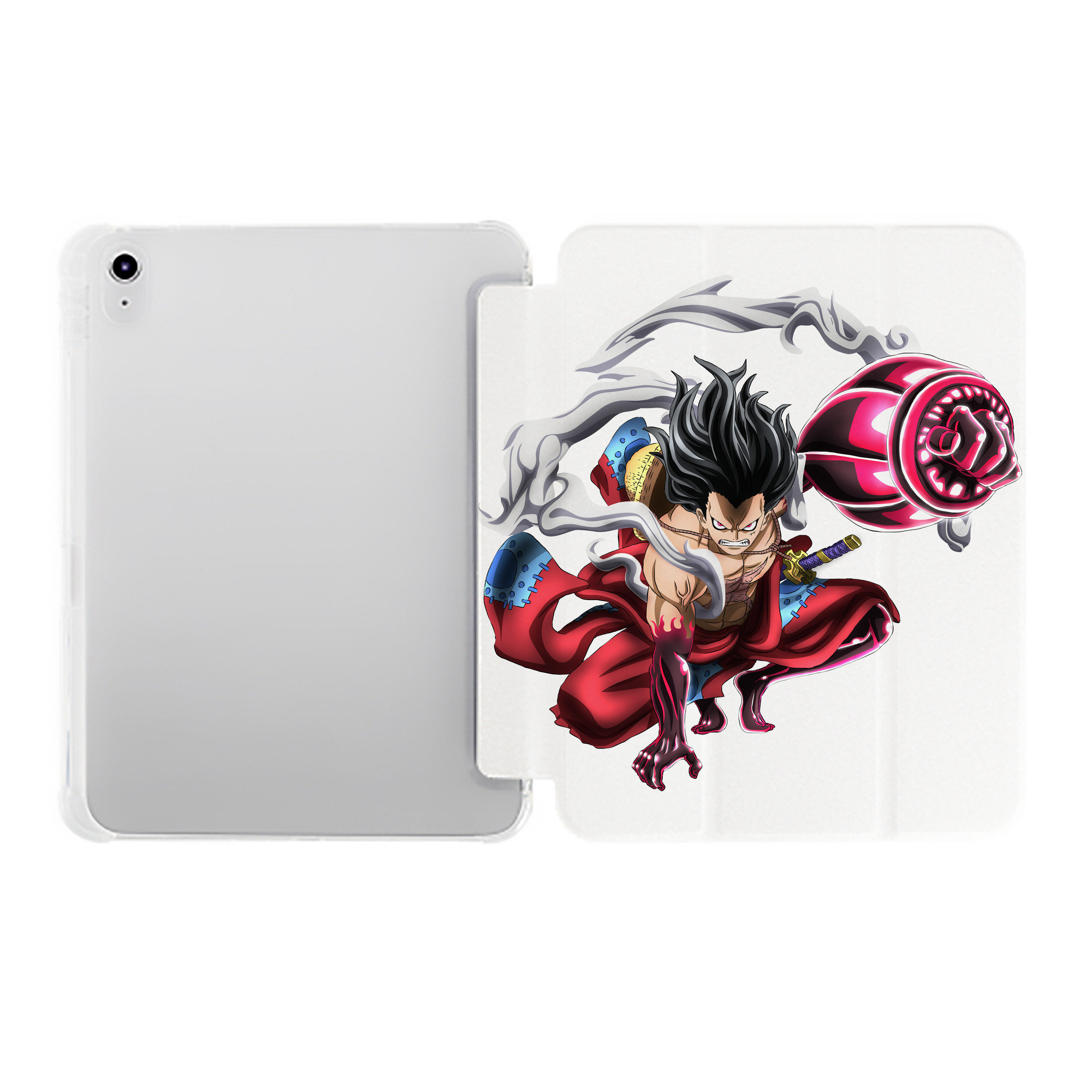 （画像用） ワンピース モンキー・D・ルフィ ONE PIECE Monkey D. Luffy IPad ケース ペン収納付き 三つ折りスタンド PUレザー×シリコン 対応機種9.5/10.5/10.9インチ